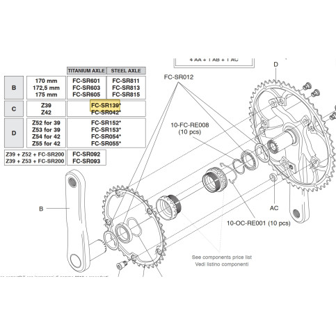 Převodník 11s SR, RE, CH 39z, se závitem (r.v.2011-2014, roz.135mm)
